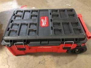 lot 13 image: Milwaukee PACKOUT 38 in. Rolling Modular Tool Chest   Customer Returns See Pictures
