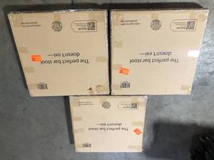 lot 14 image: Lot of 3 Nathan James Amalia 25 in. Antique Coffee or Brown Backless Counter Height 360 Swivel Seat Solid Wood Kitchen Bar Stool Customer Returns See Pictures