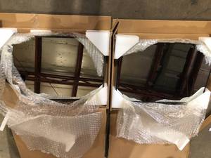 lot 22 image: Lot of 2 StyleWell Medium Modern Rectangular Black Framed Mirror with Rounded Corners (22 in. W x 32 in. H)  Customer Returns See Pictures
