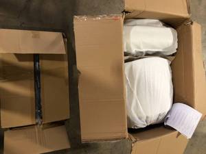 lot 25 image: Noble House Ogden 41.5 in. Beige Swivel Cushioned Bar stool (Set of 2)   Customer Returns See Pictures