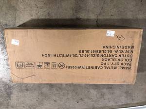 lot 27 image: 36 in. W x 41.6 in. H x 18 in. D Metal Storage Cabinet with 2 Shelves and 2 Doors, Steel Freestanding Cabinet in Black  Customer Returns See Pictures