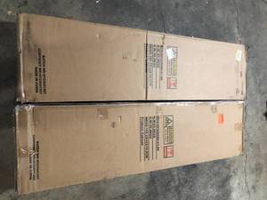 lot 29 image: Lot of 2  64 in. H x 21.7 in. W White Wood 4 Louver Drawers Shoe Storage Cabinet with Tipping Bucket 4-Drawer Customer Returns See Pictures