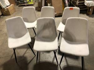 lot 38 image: Fabric Beige Upholstered Dining Side Chair (Set of 6) by Elevens Customer Returns See Pictures