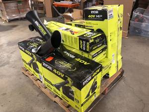 lot 35 image: Pallet of Assorted Ryobi Lawn Care Items Various Models and Conditions Customer Returns See Pictures