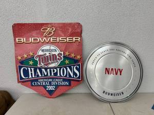 lot 99 image: Metal Budweiser Signs