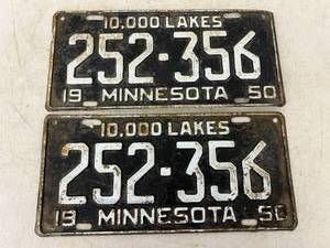 lot 164 image: 1950 MN Matching License Plates