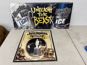 lot 176 image: Milwaukees Best Light & Jack Daniels Metal Signs