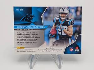 2017 Christian McCaffrey Spectra RPA Rookie Patch Neon Green Autograph #1850 No. 211