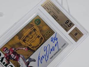 2018 Tony Gonzalez #23 Autographed and Inscribed #88 Panini Encased Football Card Beckett 9.5 Gem Mint (9 Autograph)
