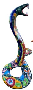 lot 49 image: Talavera Snake Cobra Serpent Mexican Pottery Garden Art Animal Figure Large 20
