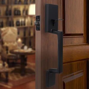 lot 55 image: DEFIANT Vancouver Entrance Door Handle set Matte Black wKnob