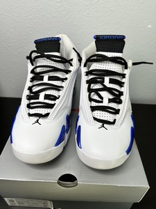 lot 58 image: Size 10.5 - Jordan 14 Retro Hyper Royal 2020 Super Clean OG BOX ORIGINAL STRINGS