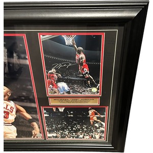 lot 2 image: Signed Michael Air Jordan 1986 Slam Dunk Champion Framed Photos with COA 32 38 X 26 38