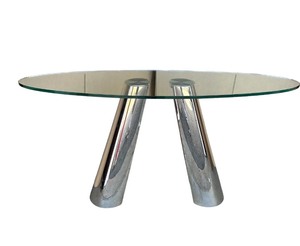 lot 121 image: GORGEOUS PEET ROGERS PYRAMID CONSOLE TABLE CHROME & GLASS