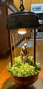 lot 131 image: VINTAGE MCM HANGING OIL RAIN LAMP GREEK GODDESS