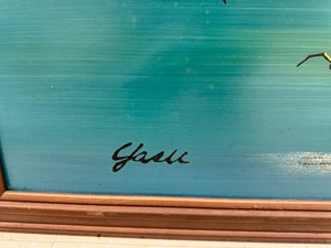 lot 68 image: Vintage Large Yasu Eguchi Original Signed Painting Bonsai Tree & Seagulls Beautiful 