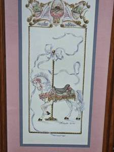 lot 35 image: Whimsical White Stallion Carousel Horse Print