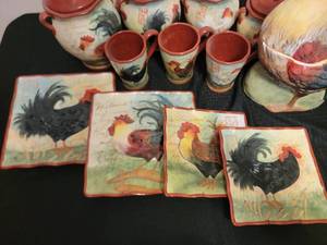 lot 120 image: Fun Painted Chicken Decor Ceramic Set (12)