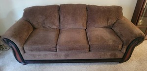 lot 2 image: Luxurious Carved Wood Frame Sofa - Mocha - American Furniture