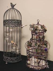 lot 110 image: Enchanting Birdcage Decor Pair