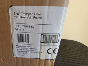 lot 46 image: Drive Steel Transport Chair 19 Silver Vein Frame TR39E-SV