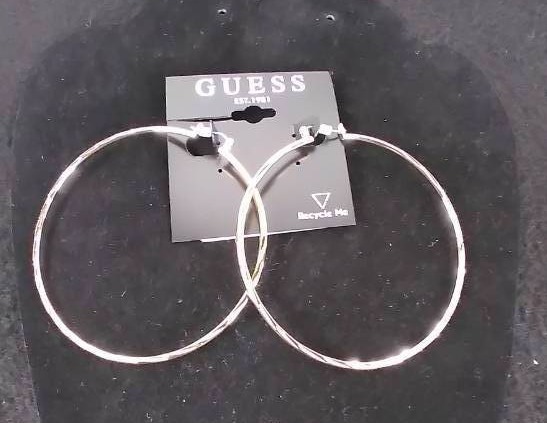 New Guess Goldtone Twist Texture 2-12 Hoop Earrings