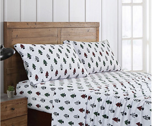 New Spirit Linen Home Cotton Flannel Sheet Set, Twin Set in Buffalo Tree Pattern