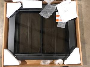 Pleasant Hearth Carson Medium Vintage Iron Glass Fireplace Doors   Customer Returns See Pictures