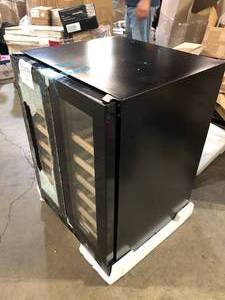 VEVOR Wine Cooler, 78 Cans and 20 Bottles Under Counter Built-in or Freestanding Wine Refrigerator, Dual Zone and Dual Door Beverage Cooler Glass Broken  Customer Returns See Pictures
