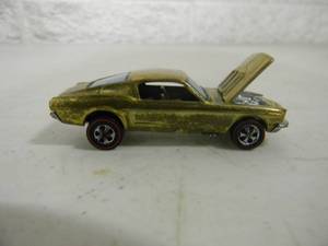 lot 3 image: Vintage 1967 Hot Wheels Redline Custom Mustang GOLD  BROWN INTERIOR - PRETTY CLEAN WHEELS STRAIGHT - AWESOME, VERY COOL PIECE - SEE PICTURES