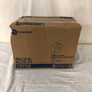 lot 25 image: 1 Case (8 rolls) NEW GP Pro Georgia-Pacific 13728 Pacific Blue Select Jumbo Jr. 2-Ply High-Capacity Toilet Paper - White (dented box)