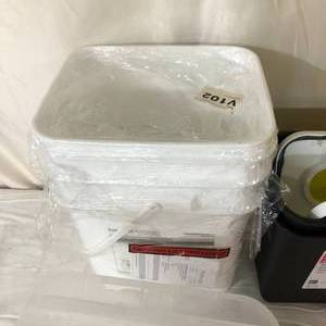 lot 45 image: Lot of NEW Biohazard Hazardous Waste Trash Garbage Recycling Bin Containers & Sharp Safety Bins Containers Appears Almost All Have Their Respective Lids...