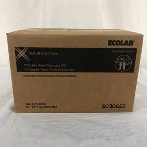 lot 66 image: 1 Case (12 each) NEW ECOLAB&nbsp6030622 12 fl oz. Scrub-STAT 2% Chlorhexidine Gluconate Antiseptic Foam Forming Solution Surgical Hand Scrub and Healthcare Personnel Handwash