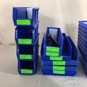 lot 90 image: Lot of Various Akro-Mils AkroBins Item Supply Storage Bins