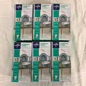lot 95 image: 1 Case (6 each) NEW Medline MDS89664LINER Disposable Commode Liners with Absorbent Pads