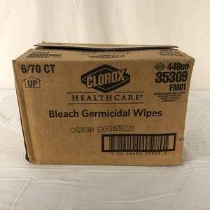lot 78 image: 1 Case (6 each) NEW of Clorox Healthcare Ready-to-Use One-Step Cleaner Disinfectant Bleach Germicidal Wipes - Expiration 1230