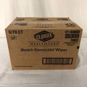 lot 79 image: 1 Case (6 each) NEW of Clorox Healthcare Ready-to-Use One-Step Cleaner Disinfectant Bleach Germicidal Wipes - Expiration 1230