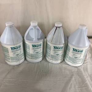 lot 83 image: Lot of 4 NEW Bio-Tek 1-Gallon Tek-Trol Disinfectant Concentrate Cleaner -strong cleaningdisinfecting concentrate is excellent for school use, cattle ranches, aviaries, swine producing facilities, equine facilities & calving operations. 