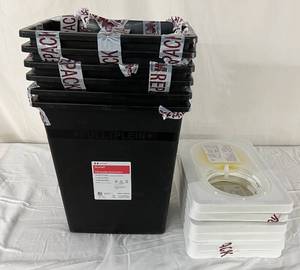 lot 115 image: Lot of 6 Covidien Kendall RCRA Hazardous Waste Containers with Lids