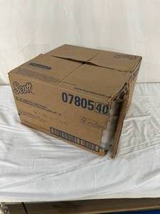 lot 117 image: 1 Case (12&nbsprolls - 1000 per roll) NEW Scott 07805 2-Ply High-Capacity JRT Jr. Jumbo Rolls Bath Tissue - White - Case Has Damage On Side