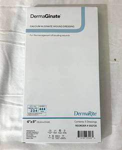 lot 148 image: 1 Case (10 boxes, 5 each) NEW DermaRite 00272E 4 x 8 DermaGinate Calcium Alginate Wound Dressing - Expiration 526