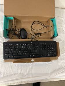 lot 161 image: HP MK320 Desktop Computer Business Slim USB Windows Enhanced Keyboard&nbspwith Mouse - Black -&nbspIn Excellent Condition