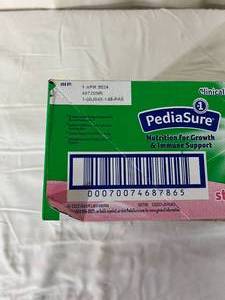 lot 170 image: 1 case (24 bottles) NEW Abbott 7.4 fl oz. PediaSure Complete Balanced Nutrition Grow & Gain with Fiber and Immune Support Non-GMO Strawberry Shake - Natural Artificial Flavor - Expiration 424