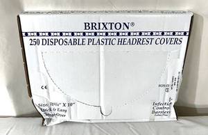 lot 173 image: 1 Box (250 each) NEW Brixton 501-R 11 14 x 10 Disposable Latex Free Non-Sterile Infection Control Barriers Headrest Covers - Regular (box dented)