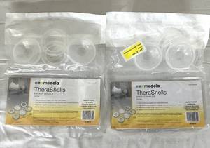 lot 180 image: Lot of 2 NEW Medela 89930S TheraShells Silicone Reusable Breast Nipple Shells - In Great Condition