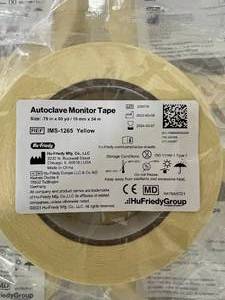 lot 182 image: Lot of 5 NEW HuFriedyGroup IMS-1265 34 x 60 yd Autoclave Monitor Tape - Yellow - Expiration 324