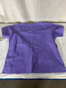 lot 108 image: Lot of 20 NEW Landau V-Neck Two Pocket Nursing Healthcare Uniform Top Scrubs - Size XLG Purple - With Tags Has Logo SRJC Nursing
