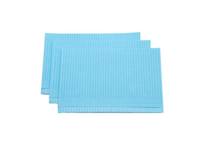 lot 19 image: 1 Case (500 each) NEW Defend by Mydent International PB-9001 13 x 18 Ultra Absorbent 4-Ply Patient Bibs - 3-Ply Tissue  1-Ply Poly - Blue (box dented)