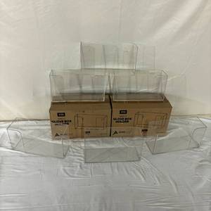 lot 216 image: Lot of 8 NEW ADIRmed ADI902-01 Single Glove Box Holder Dispenser - Clear - Can Be Mounted To The Walk Either Direction