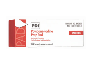 lot 59 image: 1 Case (10 boxes, 100 each) NEW PDI B40600 Povidone-Iodine Prep Pad - Size Medium - Expiration 1123
